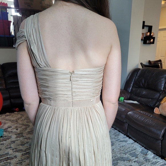 100% silk one shoulder chiffon dress - Picture 4 of 6